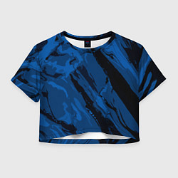 Футболка 3D укороченная женская Тёмный синий абстракция, цвет: 3D-принт