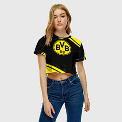 Футболка 3D укороченная женская Borussia полосы, цвет: 3D-принт — фото 2