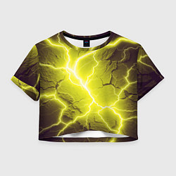 Футболка 3D укороченная женская Color yellow black, цвет: 3D-принт