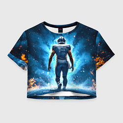 Футболка 3D укороченная женская Квотербек идет в огень, цвет: 3D-принт