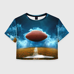 Футболка 3D укороченная женская Мяч для американского футбола синий дым, цвет: 3D-принт