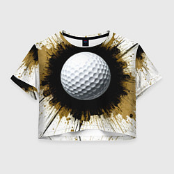 Футболка 3D укороченная женская Мяч для гольфа на белом, цвет: 3D-принт