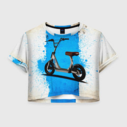 Футболка 3D укороченная женская Самокат с сиденьем, цвет: 3D-принт