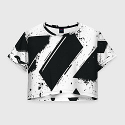 Футболка 3D укороченная женская Color black white, цвет: 3D-принт