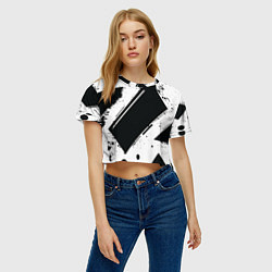 Футболка 3D укороченная женская Color black white, цвет: 3D-принт — фото 2