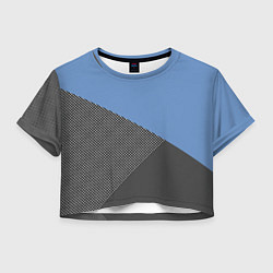 Футболка 3D укороченная женская Сине-серый геометричный, цвет: 3D-принт