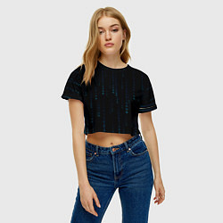 Футболка 3D укороченная женская Color black blue, цвет: 3D-принт — фото 2