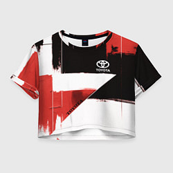 Футболка 3D укороченная женская Toyota логотип, цвет: 3D-принт