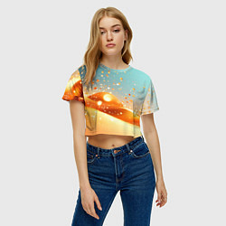 Футболка 3D укороченная женская Золотая песочная абстракция фон, цвет: 3D-принт — фото 2