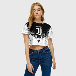 Футболка 3D укороченная женская Juventus брызги красок, цвет: 3D-принт — фото 2
