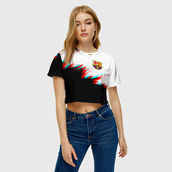 Футболка 3D укороченная женская Barcelona глитч краски, цвет: 3D-принт — фото 2