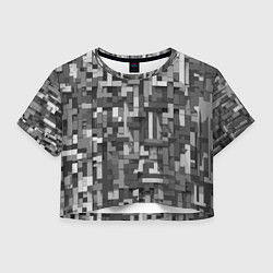Футболка 3D укороченная женская Серый геометричные полоски, цвет: 3D-принт