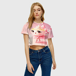 Футболка 3D укороченная женская Балерина капучино розовый, цвет: 3D-принт — фото 2