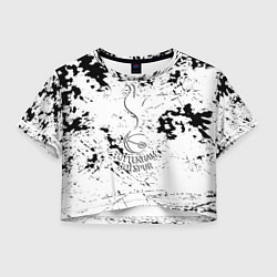 Футболка 3D укороченная женская Тоттенхэм черно белые краски, цвет: 3D-принт