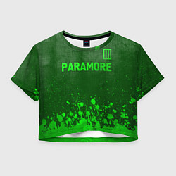 Футболка 3D укороченная женская Paramore - green gradient посередине, цвет: 3D-принт