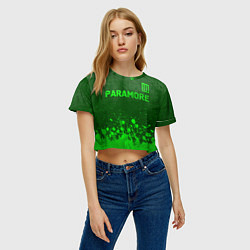 Футболка 3D укороченная женская Paramore - green gradient посередине, цвет: 3D-принт — фото 2