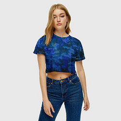 Футболка 3D укороченная женская Абстракция - blue uniform camouflage, цвет: 3D-принт — фото 2