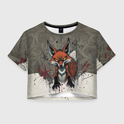 Футболка 3D укороченная женская Карикатурный лис, цвет: 3D-принт