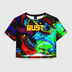 Футболка 3D укороченная женская Rust hyperbeast, цвет: 3D-принт