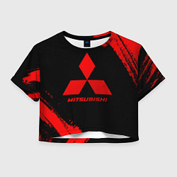 Футболка 3D укороченная женская Mitsubishi - red gradient, цвет: 3D-принт