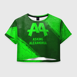 Футболка 3D укороченная женская Asking Alexandria - green gradient, цвет: 3D-принт