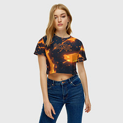 Футболка 3D укороченная женская ACDC оранжевый логотип, цвет: 3D-принт — фото 2