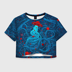 Футболка 3D укороченная женская Контакт с хаосом, цвет: 3D-принт