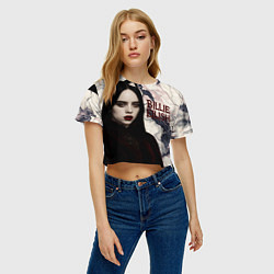 Футболка 3D укороченная женская Билли Айлиш в стиле готики, цвет: 3D-принт — фото 2