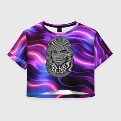 Футболка 3D укороченная женская Портрет Билли Айлиш из линий, цвет: 3D-принт