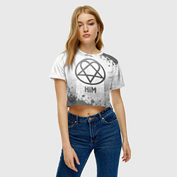 Футболка 3D укороченная женская HIM - white gradient, цвет: 3D-принт — фото 2