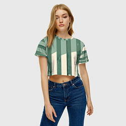 Футболка 3D укороченная женская Зеленые полосы, цвет: 3D-принт — фото 2
