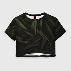 Футболка 3D укороченная женская Абстракция - green triangles, цвет: 3D-принт