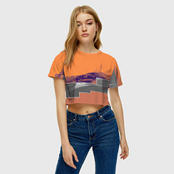 Футболка 3D укороченная женская Элитное авто в пустыни, цвет: 3D-принт — фото 2