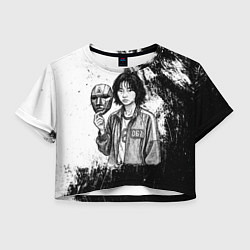 Футболка 3D укороченная женская Squid Game Игрок 067 держит маску, цвет: 3D-принт