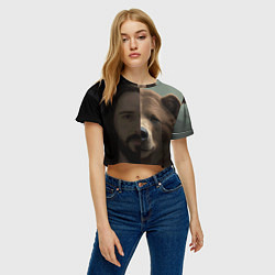Футболка 3D укороченная женская Человек-медведь, цвет: 3D-принт — фото 2