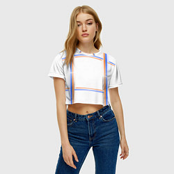 Футболка 3D укороченная женская Neon white orange blue, цвет: 3D-принт — фото 2