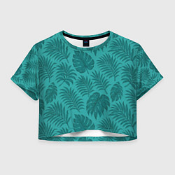 Футболка 3D укороченная женская Тропические листья - паттерн, цвет: 3D-принт