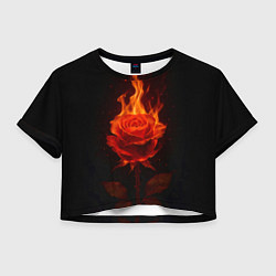 Футболка 3D укороченная женская Flaming rose, цвет: 3D-принт