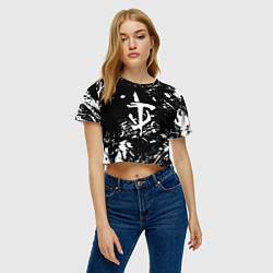 Футболка 3D укороченная женская Doom белые краски штрихи, цвет: 3D-принт — фото 2