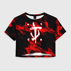 Футболка 3D укороченная женская Doom красный огонь марса, цвет: 3D-принт