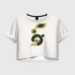 Футболка 3D укороченная женская Черный кролик в стиле модерн, цвет: 3D-принт