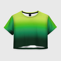 Футболка 3D укороченная женская Градиент укропное зеленое омбре, цвет: 3D-принт