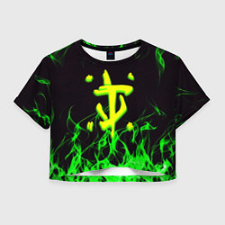 Футболка 3D укороченная женская Doom кислотное лого, цвет: 3D-принт