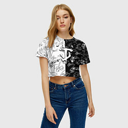 Футболка 3D укороченная женская Doom автографы, цвет: 3D-принт — фото 2
