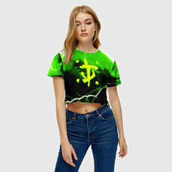 Футболка 3D укороченная женская Doom шторм кислотное лого, цвет: 3D-принт — фото 2