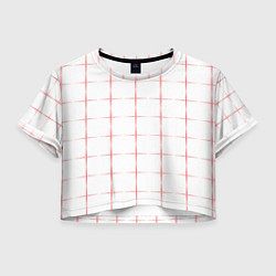 Футболка 3D укороченная женская Color white red crosses, цвет: 3D-принт