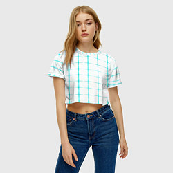 Футболка 3D укороченная женская Color white light blue crosses, цвет: 3D-принт — фото 2