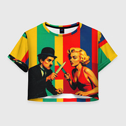 Женский топ Чарли Чаплин против Мэрилин Монро поп-арт