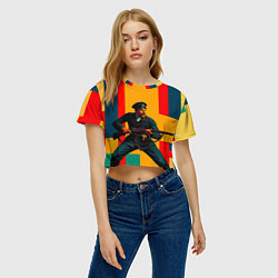 Футболка 3D укороченная женская Белогвардеец поп-арт, цвет: 3D-принт — фото 2