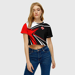 Футболка 3D укороченная женская Umbrella - red uniform, цвет: 3D-принт — фото 2